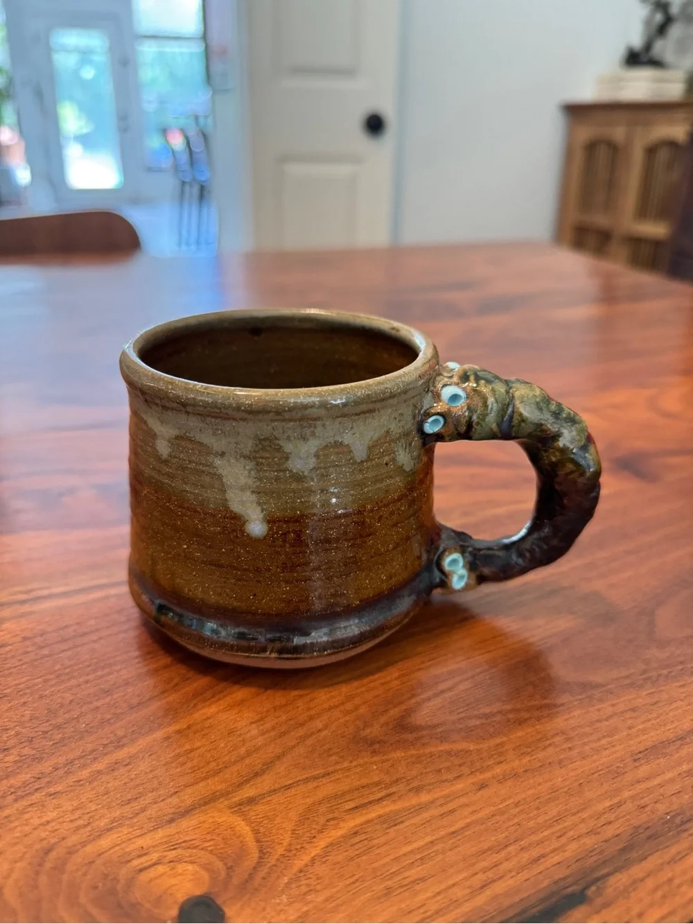 Signed Art Pottery Dinosaur Coffee Tea Mug Hidden Surprise